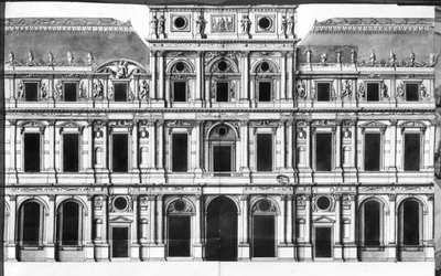 Der Louvre: Erhebung des Pavillons in der Mitte des Flusses, ca. 1660-63